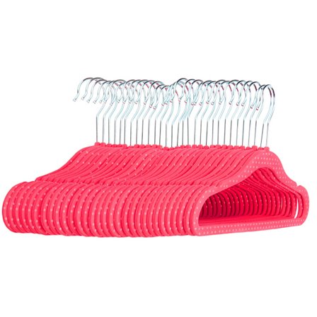 Barnklädhängare med flockning, 20-pack, rosa prickar