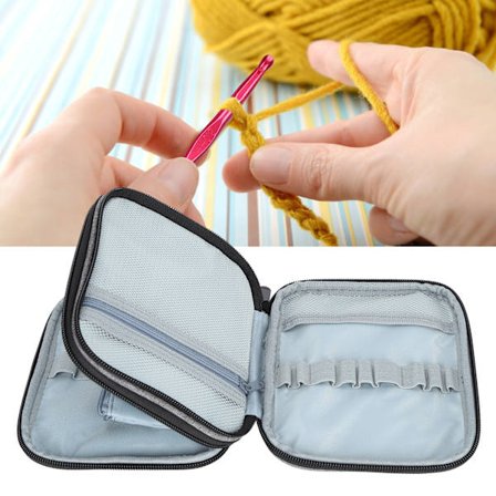 Heklenål Oppbevaringspose Grå 2 Lag 600D Oxford Stoff Strikkepinne Organizer