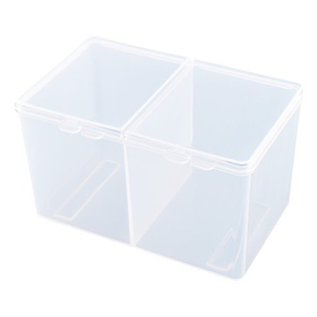 Transparent förvaringslåda med lock för bomullspinnar, tops och borstar