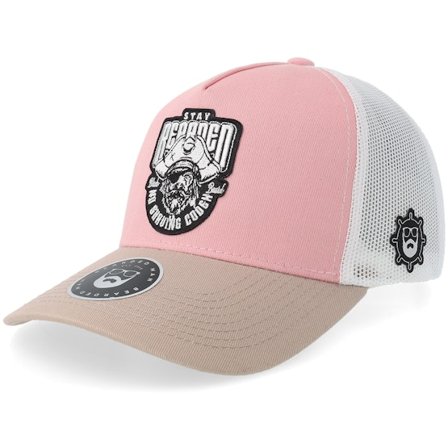 Bearded Man - Rosa trucker Keps - No Shave Codex Light Pink/White/Light Grey A-frame @ Hatstore