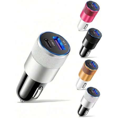 1St Aluminiumlegering Usb Pd Billaddare, Lämplig För 12V 24V Bilar, Lastbilar, Laddningar Telefoner, Klockor, Fläktar, Tabletter