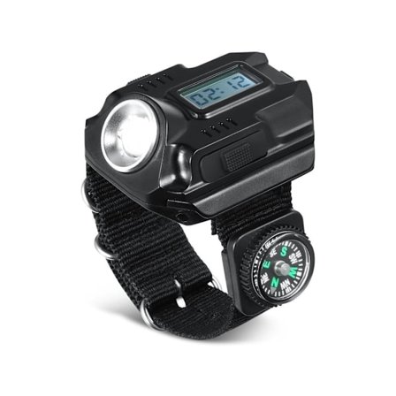 Taktisk håndleddslykt LED Bærbar Oppladbar Armbåndsur Lykt Lommelykt Med Kompass Best For Løping Sykling Klatring Ac