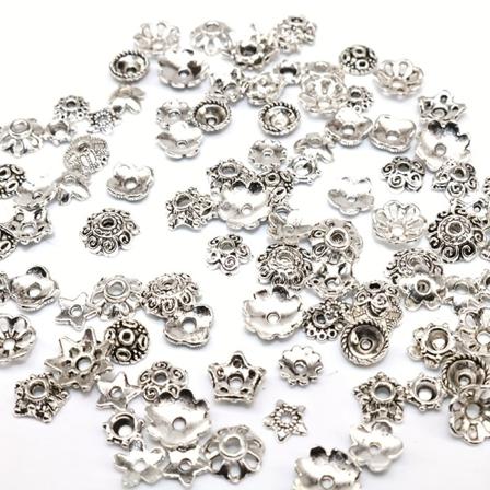 100/200 st Små antika Silver Guld Färg Pärlor Kepsar Blandade storlekar Multi stilar Blomster pärlor Kepsar För DIY Crafting Smycken Tillbehör 