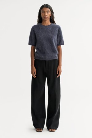 Soft Goat - Brushed Short Sleeve - Kaschmirpullover für Damen - S - Anthracite