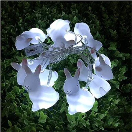 Påskkanin Dekorationslampa, LED-Ljusslinga Trädgårdsrum Fönsterfest Dekoration Hängande 1.5m 10 Ljus Kanin Ljusslinga Batteridriven Kanin S