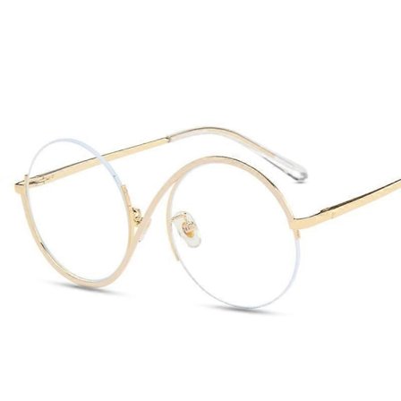 Uudet trendikkäät pyöreät puolikehyksettömät S-muotoiset naisten silmälasit isot kehykset kirkkaat linssit optiset lasit miesten vintage sinivalolasit