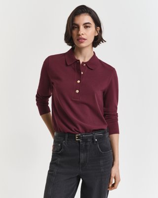 GANT - Langermet piké-poloskjorte til dame plum wine
