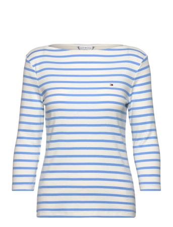 Slim Cody Rib Stp B-Nk 3/4Slv T-shirts & Tops Long-sleeved Blå Tommy Hilfiger*Betinget Tilbud