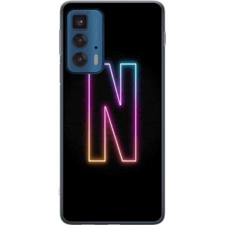 Yhteensopiva Puhelinkuori Motorola Motorola Edge 20 Pro Minimalistinen neonkirjain N värinvaihtuvassa valossa mustaa taustaa vasten