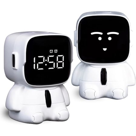 Børns digitale vækkeur, LED elektronisk digitalt ur Snooze 12/24H 5 typer af ringetoner Tid Børn Fødselsdagsgave (Hvid)