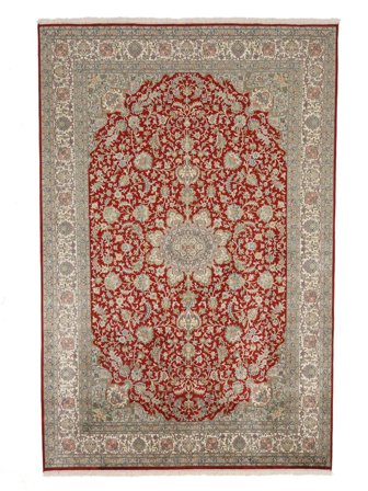 Tappeto Kashmir Puri Di Seta 188X285 Marrone/Rosso Scuro (Seta, India)