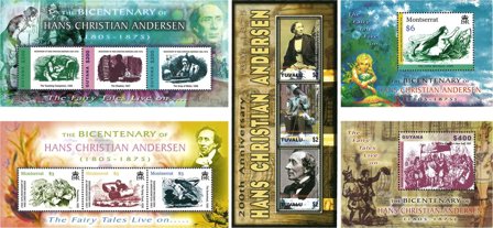 H.C. Andersen - 5 miniark - Postfrisk