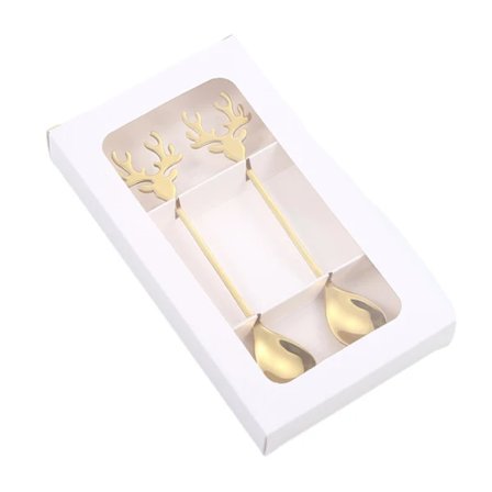 2 stk Rustfrie Elg Horn Skjeer Burr-frie Delikate Restaurant Skjeer for Kjøkken Gull 2 stk Gaveeske