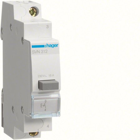 Hager SVN312 Tryckströmställare utan signallampa, 16A, Elfördelning & strömförsörjning