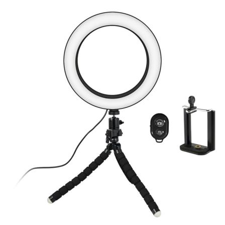 Selfie-valo/Rengasvalo (20 cm) säädettävällä jalustalla Multicolor
