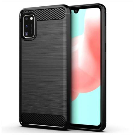 Samsung A41 - Skal Gummi I Kolfiberdesign - Svart Svart