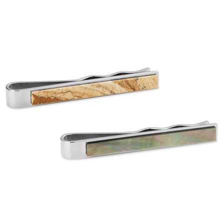 Set de ace de cravată cu sidef și piatră de Madagascar pentru bărbați