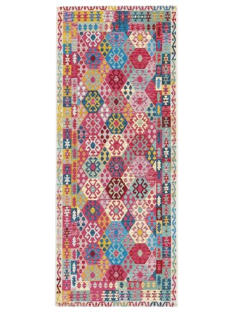 Lavable Tapis D’intérieur/Extérieur Ruva Kilim Multicolore Corridor Petit Oeko-Tex