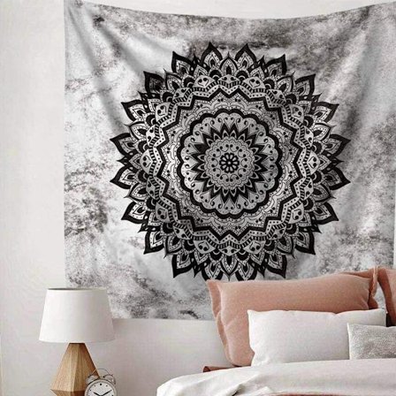 Psykeedeelinen Mandala Seinävaate - Boheemi Olohuoneen Seinäkoriste Naisille Tytöille, Mustavalkoinen Boho Medallion Seinävaate Makuuhuoneeseen