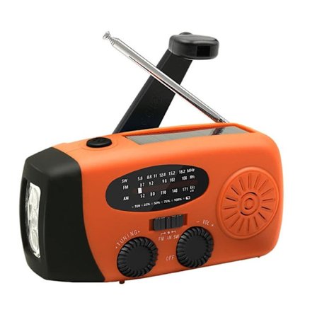 Hätäradio Käsikammennettava Aurinkoradio AM/FM LED-taskulampulla ja 2000mAh Powerbankilla