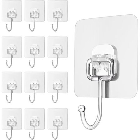 Selvklæbende kroge - 12 stk - Kraftig - Maksimal belastning 30 kg - Stærke klæbekroge