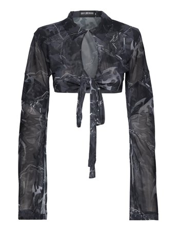 Camo Mesh Wrap Top Grey HAN Kjøbenhavn