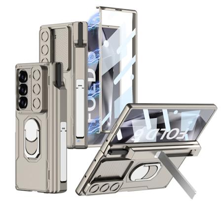 Etui til SM Z FOld6 magnetisk mobiltelefon med rustning Titanium Gray