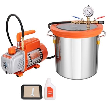 Vakuumkammer - DUOKU - TW-1K - 3 Gallon - Pumpe 3,5 pi3/min - Tempereret Glas