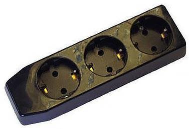 LKB 2403250 Grenuttag svart, 3 uttag 0 m, Anslutningsdon & kablar