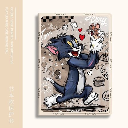 Stilfuldt etui til iPad Old 2/3/4 9.7" Bog Tom og Jerry Abrikos Fuld