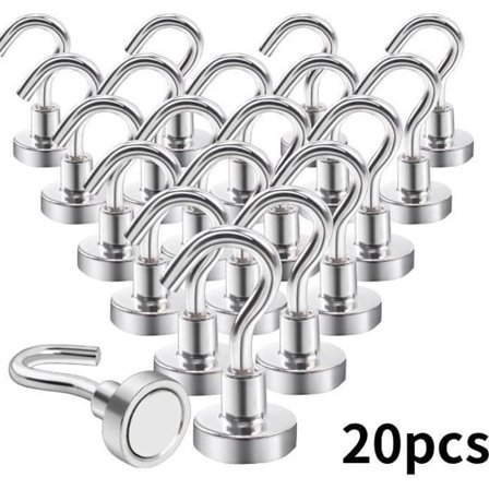 Magnetiska krokar - extra starka - 10 kg - neodymmagneter med krokar - 20 stycken - magnetiska krokar - magnetisk väggdekal - magnet - stansfri ...