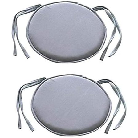 Set med 2 (Grå) vadderade dynor för trädgårdsstol med band 38 x 38 cm