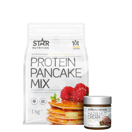 Proteinpannekaker 1 kg + Protein Hasselnøttkrem 200 g