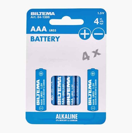 Biltema - AAA/LR03 Alkalisk batteri 4-pk.