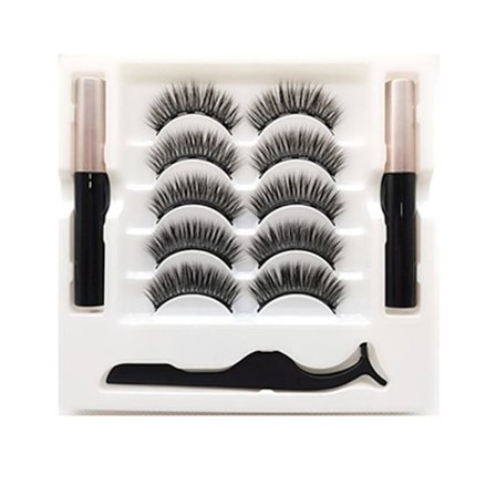 Magnetiska ögonfransar och eyeliner Kit 5 par naturligt utseende lösögonfransar med magnetisk eyeliner pincett Lätt att applicera