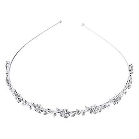 Bröllopskrona med blommor och blad i kristall för kvinnor, diadem, huvudband