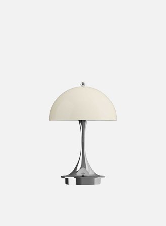 Panthella 160 V3 oppladbar bordlampe akryl - krom/opal beige