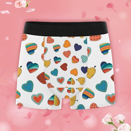 Rakkaussydänkuvioiset miesten bokserit kosteutta siirtävät alushousut, jotka sopivat erinomaisesti päivittäiseen ja juhlakäyttöön