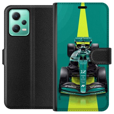 Kompatibelt Lommeboketui til Xiaomi Xiaomi Redmi Note 12 Aston Martin Formel 1-bil i grønt racingdesign med moderne studiofølelse