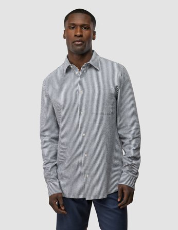 Shaping New Tomorrow - Seersucker Casual Shirt - Navy Stripes - Herren - Größe XXL
