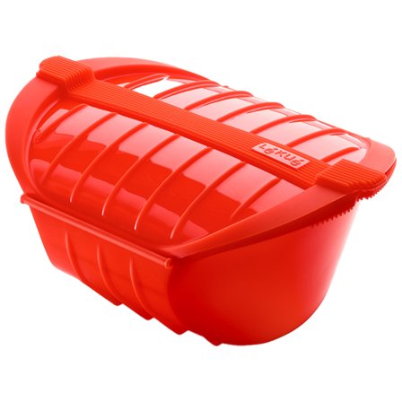 Lékué Dyb dampkoger med bageplade til mikroovn, rød | KitchenOne