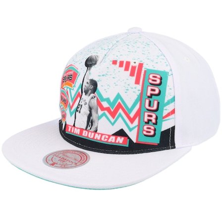 Mitchell & Ness - NBA Vit snapback Keps - San Antonio Spurs 90's Playa Tim Duncan White Snapback @ Hatstore