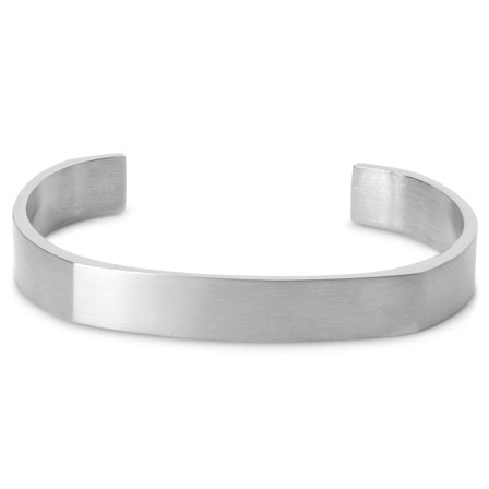 Bracelet manchette argenté en acier brossé pour hommes - Bracelets en acier