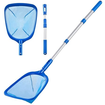 Pool Skimmer Pool Net med 3-delt stang, Pool Skimmer Net med fintmasket net, Teleskopstang, Ultra-fin Pool Skimmer