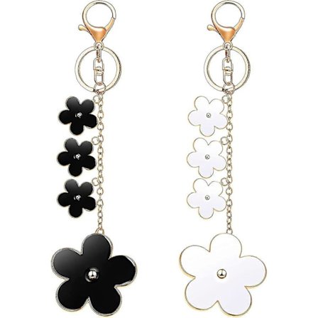 2 stk. Blomstrede taskecharms til kvinder, emaljerede nøgleringe til kvinder til bilnøgler, søde