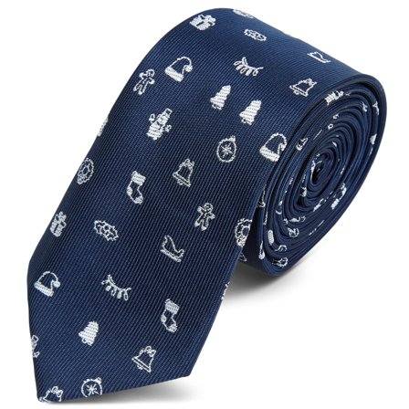 Navy Christmas Tie for Men - Skinny ties