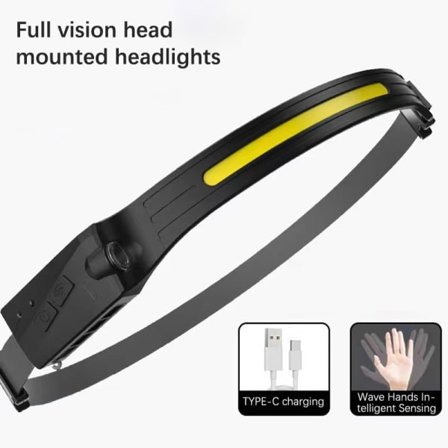 LED multifunksjonell bølgeinduksjon oppladbar hodelykt