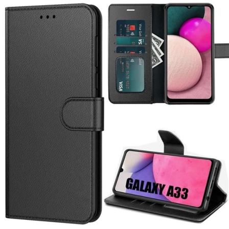 Etui til Samsung Galaxy A33 5G Beskyttelse Sort lædereffekt Anti-ridse Elegant Svart