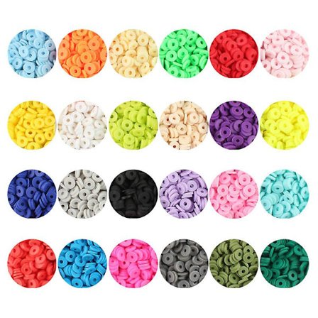 4000 st Lerpärlor för Smyckestillverkning - Armbandssats 6mm 24 Färger Platta Polymer