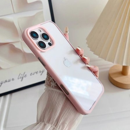 För iPhone 16 Pro Skal TPU+PC Kristallklart Baksida med Hål för Snodd